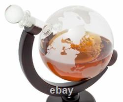 50 Oz'Ship' Handmade Whisky Etched Globe Decanter Mega Set with Diamond Glasses