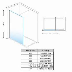 700-1200mm Wet Room Shower Screen and End Panel Walk in Shower Enclosure & Tray