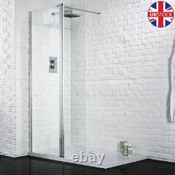 Walk In Shower Enclosure Wet Room Screen & 300mm Flipper Glass Panel Tray BS6206