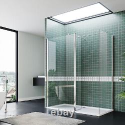 Walk In Shower Enclosure and Tray With Flipper Wet Room Screen 8mm Glass Cubicle
